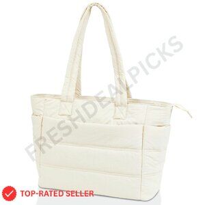 Puffy Tote Bag Lightweight Nylon Large Capacity Work Travel Chic
